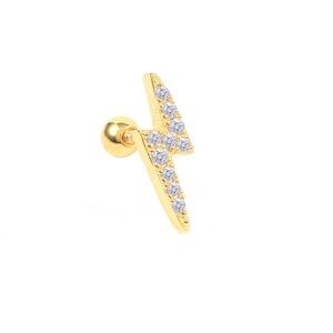Gold Lightning Bolt cartilage stud Earring